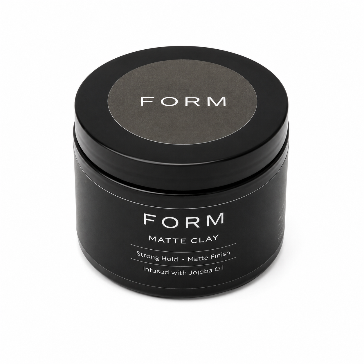 Form Matte Clay jar — angled with lid